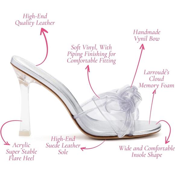 NEW Larroude The Mariah Heels in Clear Silver - Picture 3 of 10